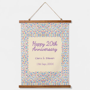 rainbow polka dots 20th anniversary purple orange hanging tapestry