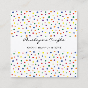 Rainbow Polka Dots Abstract Square Business Card