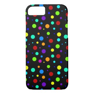 Rainbow polka dots at black, mixed colors pattern Case-Mate iPhone case