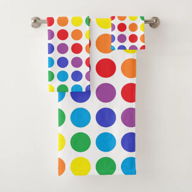Rainbow Polka Dots Bath Towel Set Zazzle
