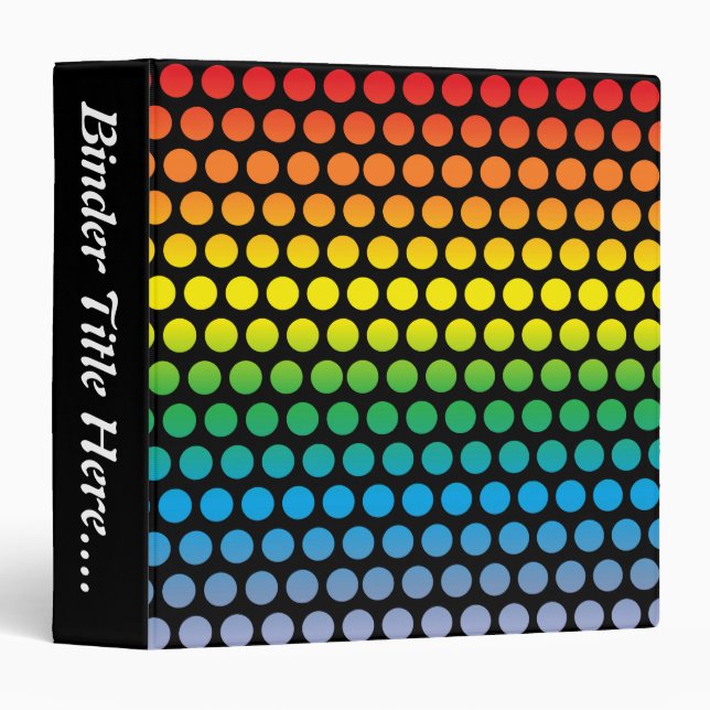Rainbow Polka Dots Black - 1.5" Binder (Front/Spine)