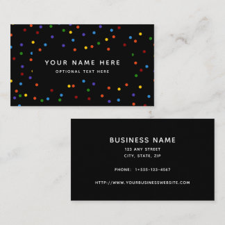 Rainbow Polka Dots Black Confetti Pattern Business Card