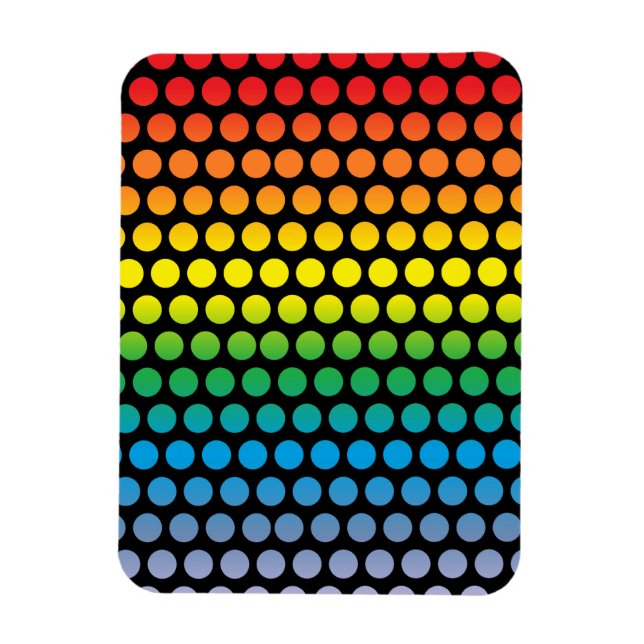 Rainbow Polka Dots Black Magnet (Vertical)