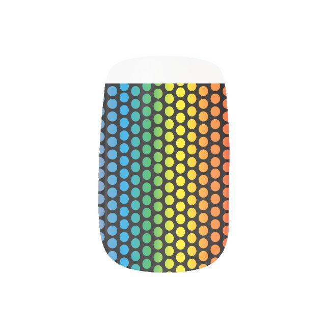 Rainbow Polka Dots - Black Minx Nail Art (Left Thumb)