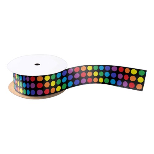 Rainbow Polka Dots Black Ribbon