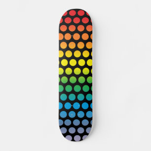 Rainbow Polka Dots Black Skateboard Deck