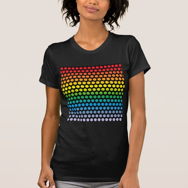 Rainbow Polka Dots Black T-Shirt (Front)