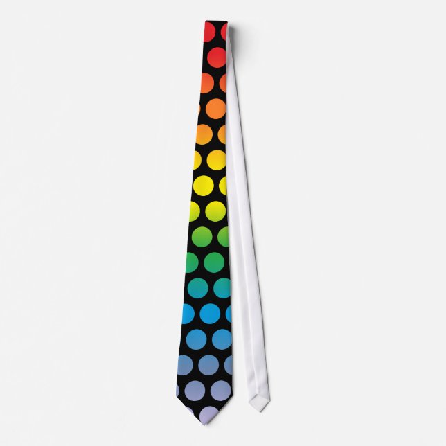 Rainbow Polka Dots Black Tie (Front)