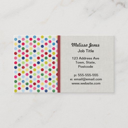 Customizable Rainbow polka dots business cards