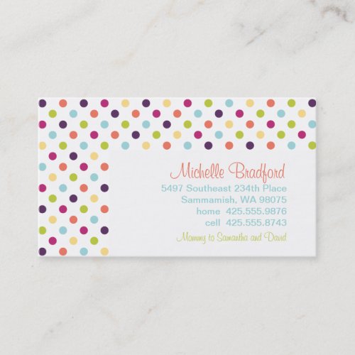 Rainbow Polka Dots Calling Card Business Card Template