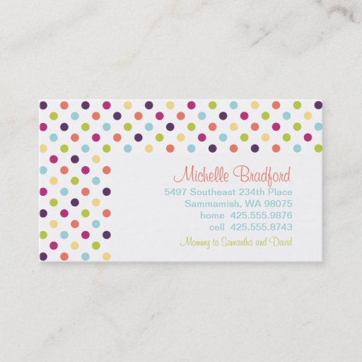 Customizable Rainbow Polka Dots Calling Card Business Card Template