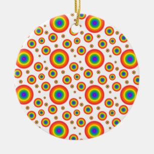 Rainbow Polka Dots Ceramic Ornament