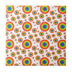 Rainbow Polka Dots Ceramic Tile