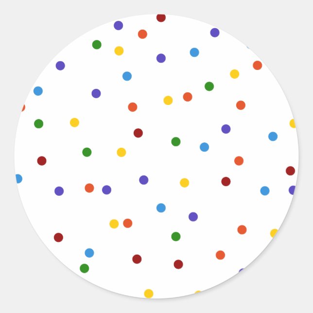 Rainbow Polka Dots Classic Round Sticker (Front)