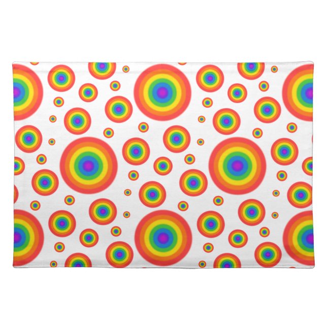 Rainbow Polka Dots Cloth Placemat (Front)