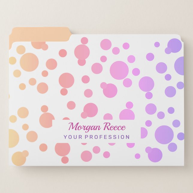 Rainbow Polka Dots, DIY Name, Profession File Folder (Front Left)