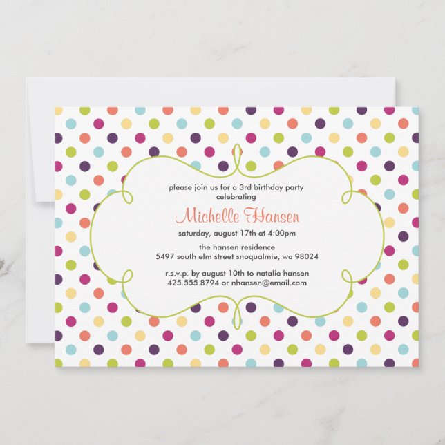 Rainbow Polka Dots Invitation (Front)