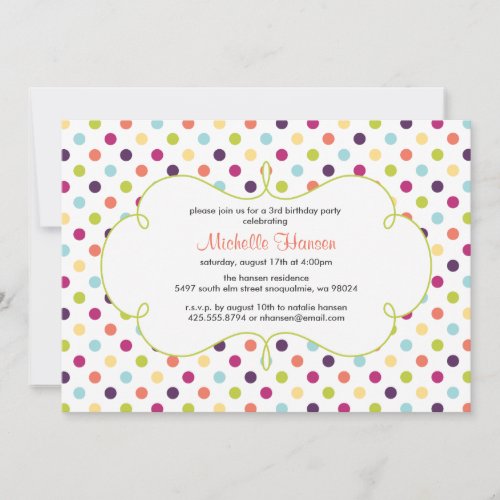 Rainbow Polka Dots Invitation