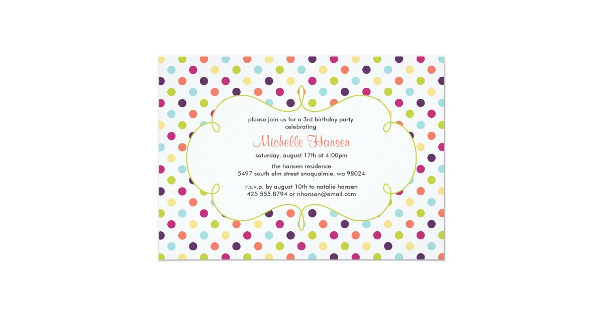 Rainbow Polka Dots Invitation