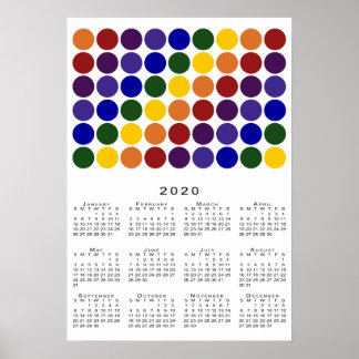 Rainbow Polka Dots LGBT Pride 2020 Calendar Poster