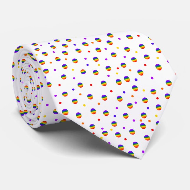 Rainbow Polka Dots Neck Tie (Rolled)