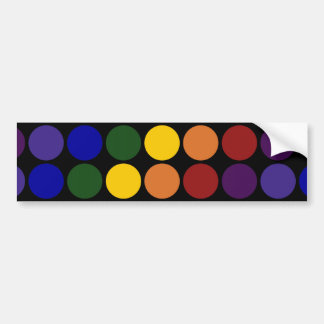 Rainbow Polka Dots on Black Bumper Sticker