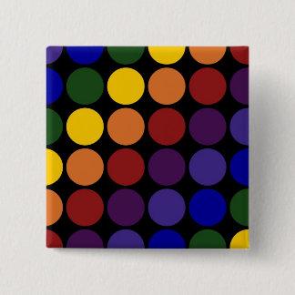 Rainbow Polka Dots on Black Button