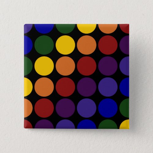 Rainbow Polka Dots on Black Button