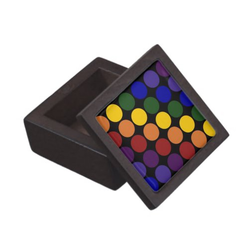 Rainbow Polka Dots on Black Gift Box