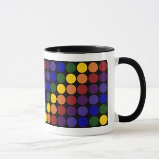 Rainbow Polka Dots on Black Mug