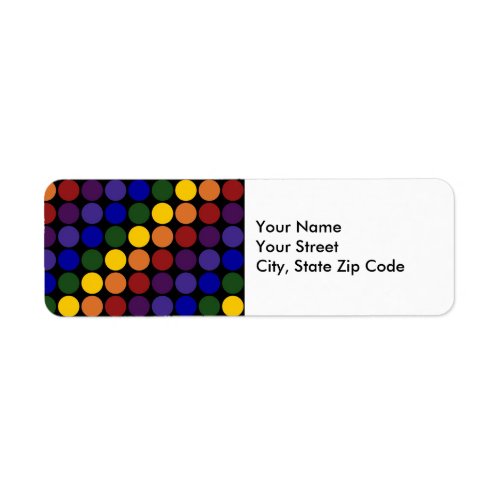 Rainbow Polka Dots on Black return address label