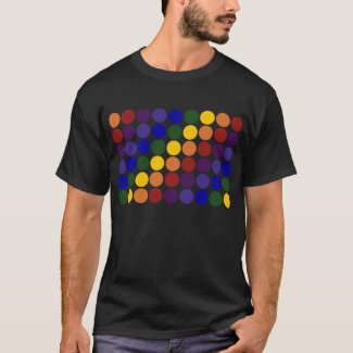 Rainbow Polka Dots on Black T-Shirt