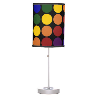Rainbow Polka Dots on Black Table Lamp