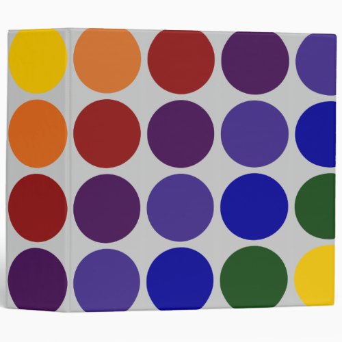 Rainbow Polka Dots on Grey Binder