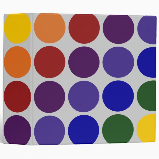 Rainbow Polka Dots on Grey Binder (Front/Spine)
