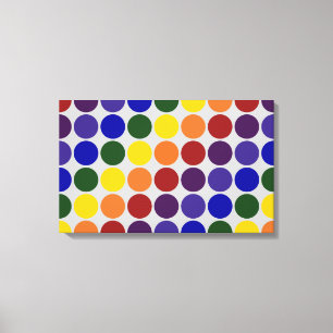 Rainbow Polka Dots on Grey Canvas Print