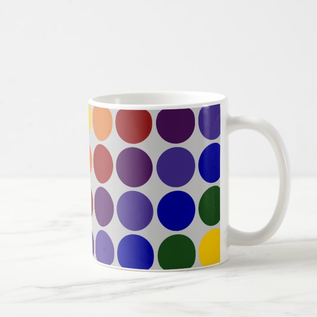 Rainbow Polka Dots on Grey Coffee Mug (Right)