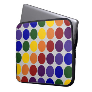 Rainbow Polka Dots on Grey Laptop Sleeve