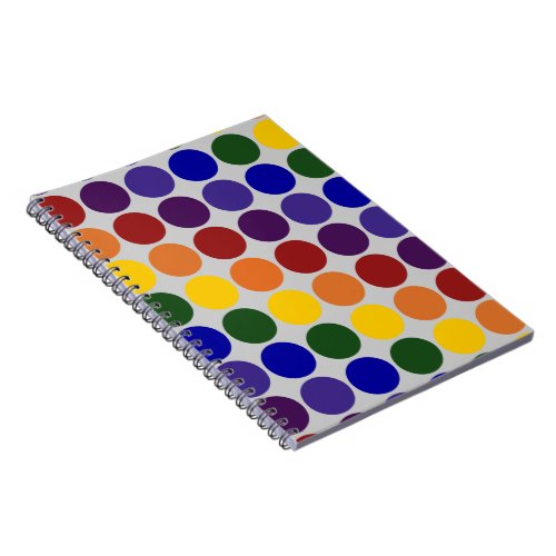 Rainbow Polka Dots on Grey Notebook