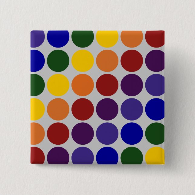 Rainbow Polka Dots on Grey Pinback Button (Front)