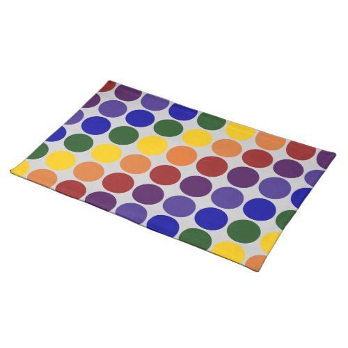 Rainbow Polka Dots on Grey Placemat