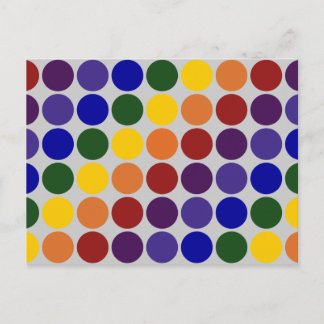 Rainbow Polka Dots on Grey Postcard