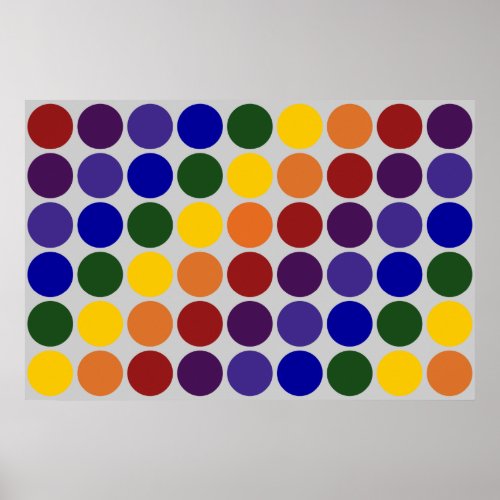 Rainbow Polka Dots on Grey Poster