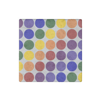 Rainbow Polka Dots On Grey Stone Magnet