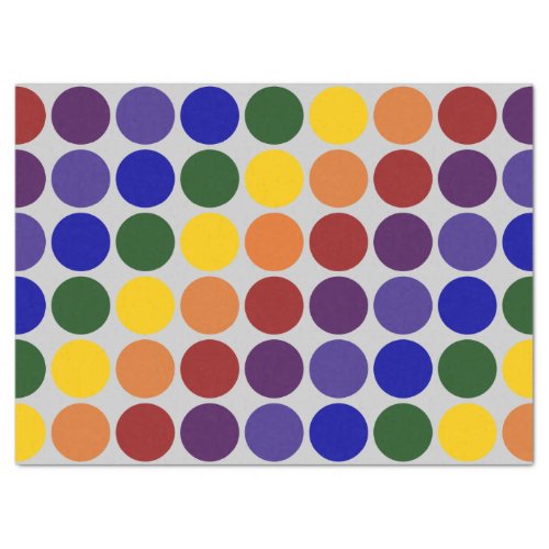 Rainbow Polka Dots on Grey Tissue Paper