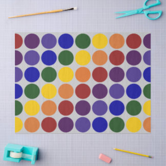 Rainbow Polka Dots on Grey Tissue Paper