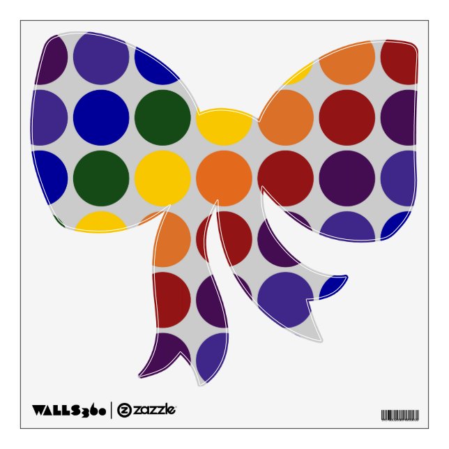 Rainbow Polka Dots on Grey Wall Decal (Front)