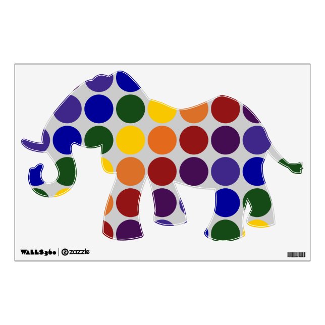 Rainbow Polka Dots on Grey Wall Sticker (Front)
