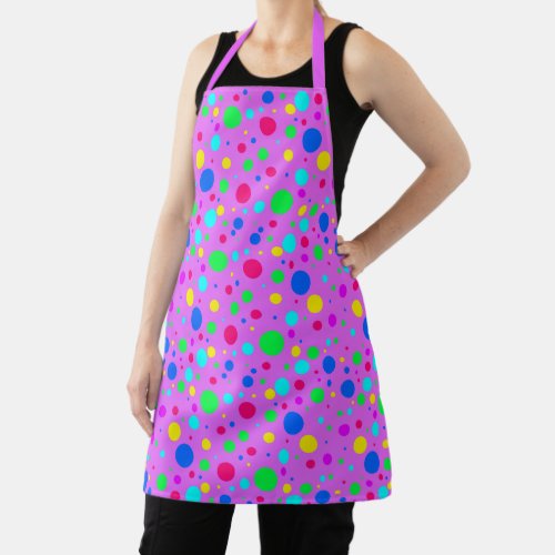 Rainbow Polka Dots on Pink Apron