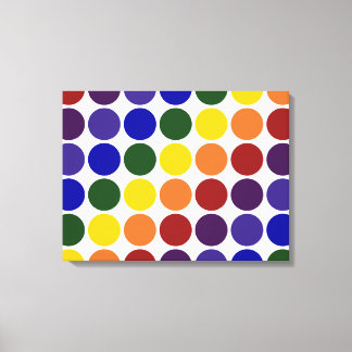 Rainbow Polka Dots on White Canvas Print